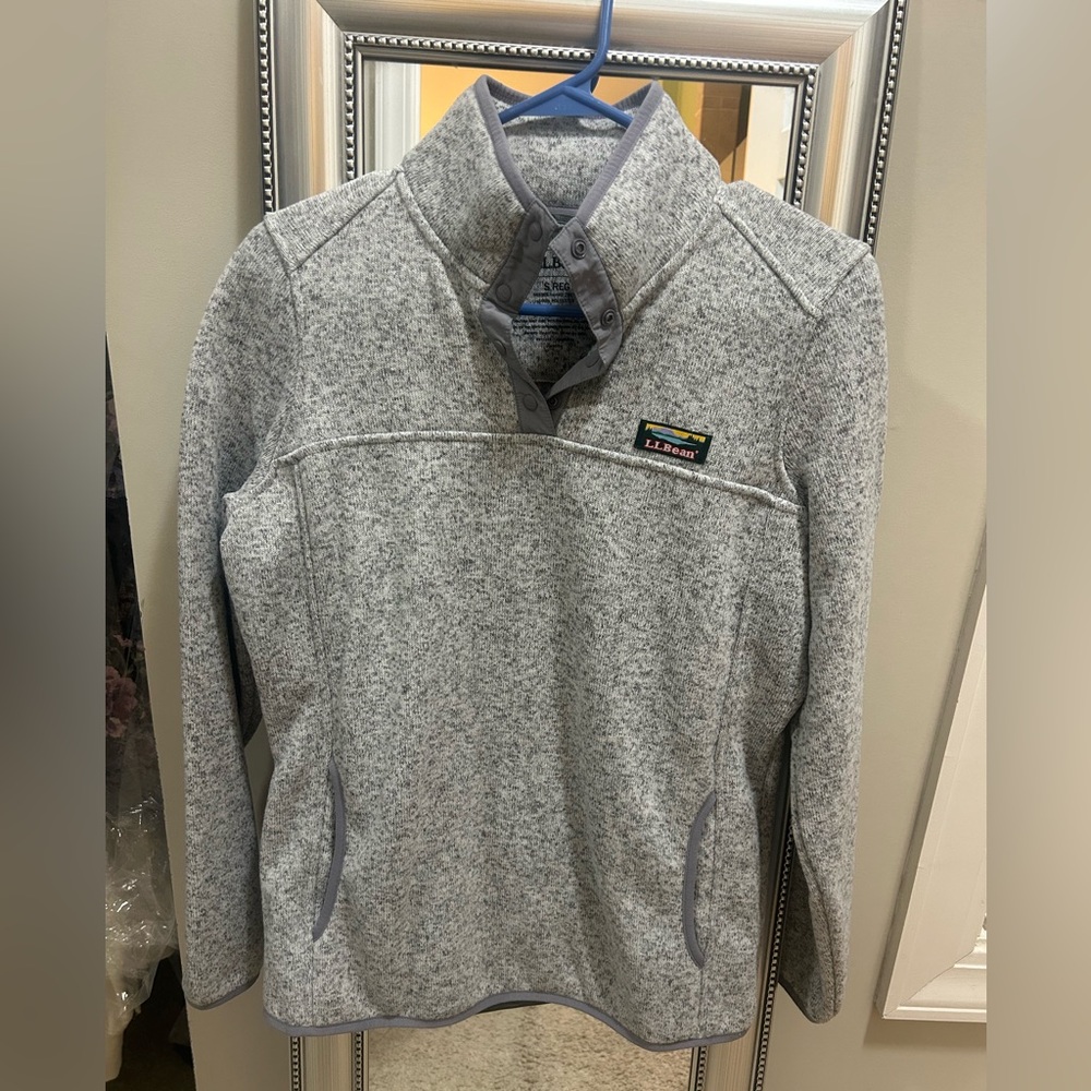 LL Bean grey pullover.